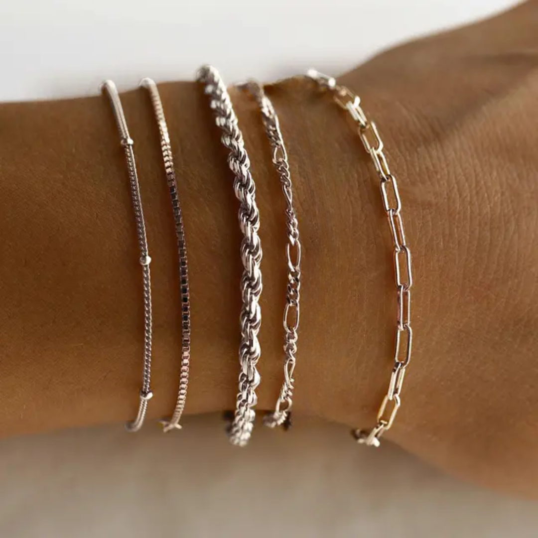 Fashionable - Set of 5 Silver Bracelets